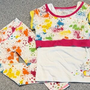 Colorful Splatter Print Top and Leggings Set for girl size XS.